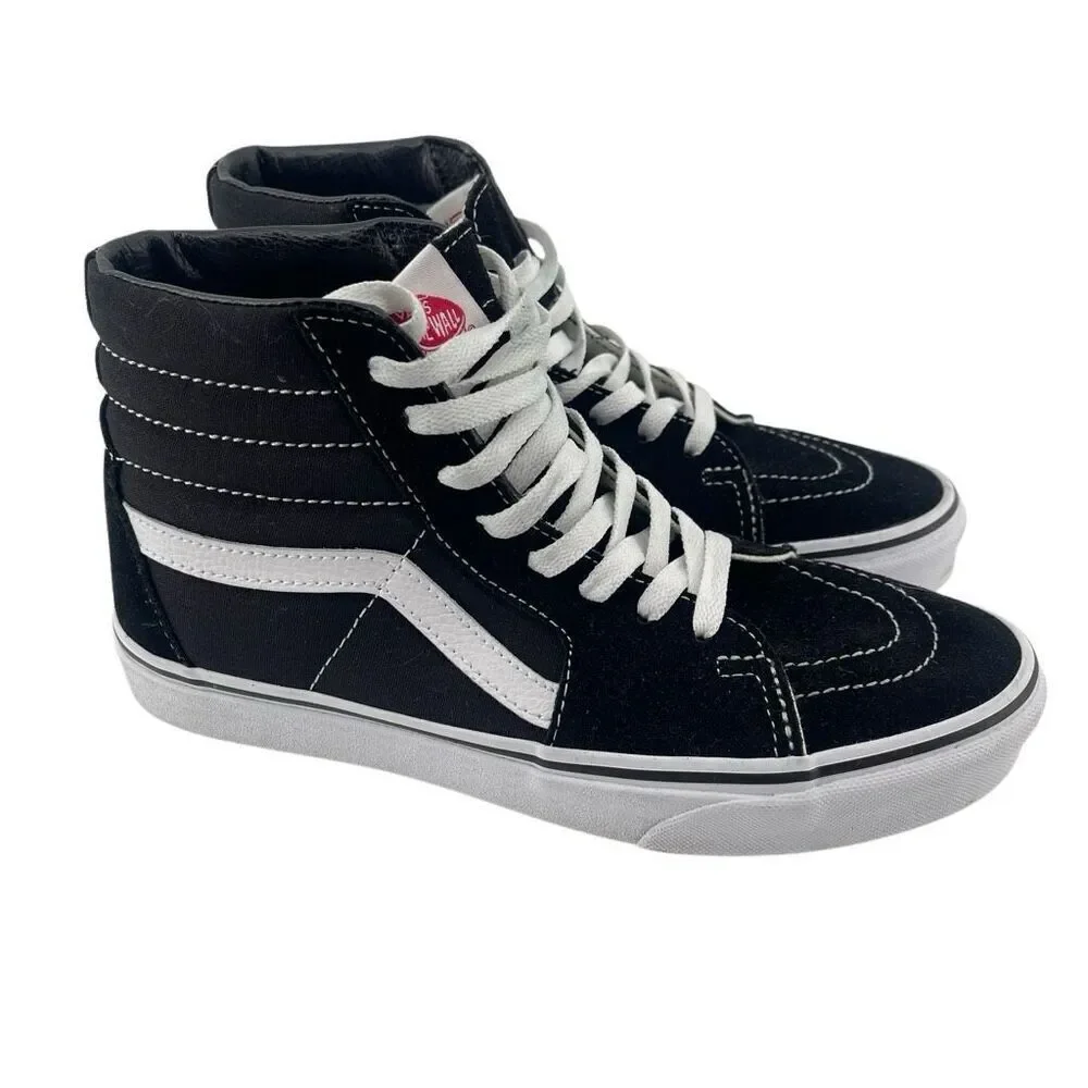 Vans Sk8-Hi Black & White Suede Canvas Sneakers | Unisex M7.5 / W9, Streetwear